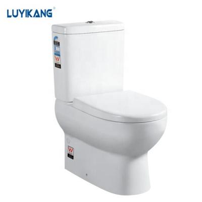 China MY06 WaterMark Rimless Double-Flow Back To Wall Two Piece Wash Down Ceramic Toilet P-trap Strap Toilet Bowl Watermark Toilet for sale