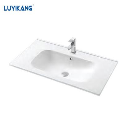 China Y7110 Hand Wash Basin Cabinet Modern White Color Bathroom Ceramic Furniture Cabinet Basin for sale