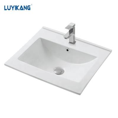 China Factory Supply Y50E Sink Cabinet Ceramic Basin Rectangle Modern Bathroom Vanities Cabinet Basin for sale