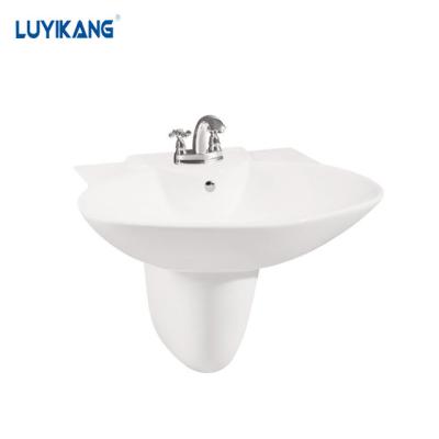 China Y9072 Modern Bathroom Half Sink Two Piece Wall Hung Pedestal Hand Wash Basin Basin for sale