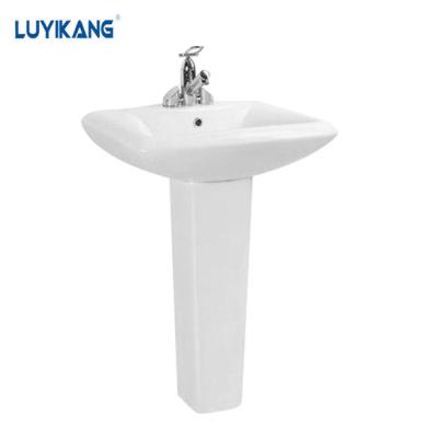 China Y9063 modern cheap sanitary ware porcelain bathroom sink with full pedestal floor standing pedestal white ceramic washbasin for sale