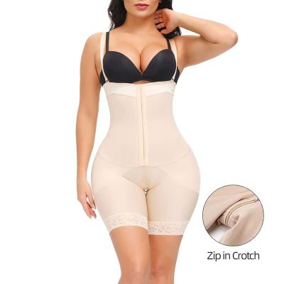 China New Adjustable 45% Antibacterial Spandex Zipper Elasticity Compression Slimming Tummy Control Waist Shapewear Pants The Top for sale