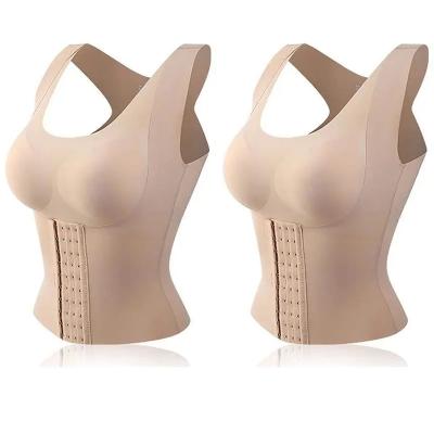 China Fajas Colombianas Antibacterial Tummy Control Breast Bra Tank Tops Power Net Women Body Shaper Corset Vest Belt Shapewear for sale