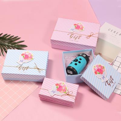 China Recycled Materials Wholesale Pink Stain Cosmetic Gift Candy Box Birthday Gift Perfume Lipstick Packaging Box for sale