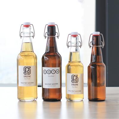 China 330ml 500ml Beverage Shake Glass Bottle Beer Brewing Kombucha Glass Bottle Swing Top for sale