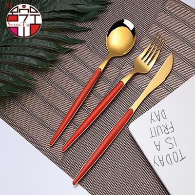 China (Others) 304 Stainless Steel Adjustable High End Cutlery Fork Spoons With Wooden Handle for sale