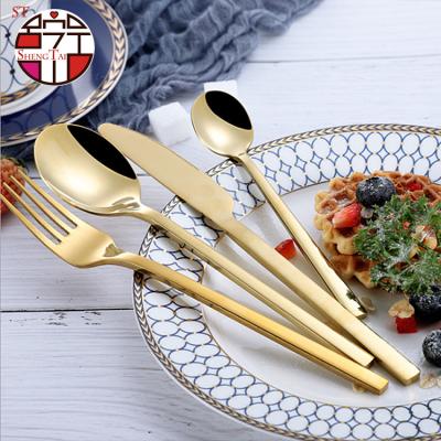 China (Others) Hotel Dinnerware Set 4-Piece Adjustable Gold Plated Flatware Set Knife Fork Spoon Gold Flatware Set Gold Flatware for sale