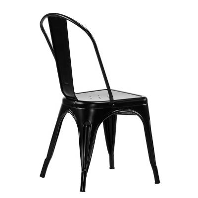 China Cooling Iron Frame Side Dining Chair Free Sample Chrome Black Metal Style Modern Weather Cafe Room Furniture Pcs for sale