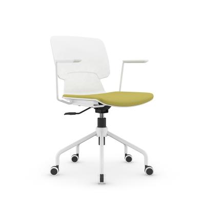 China HCYZ Modern White Plastic Office Chair Rotation Integral Molding Super Resilient Back Durable Plastic Computer Chair for sale