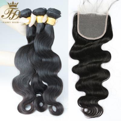 China Soft Tangle Free Raw Indian Body Wave One Shine Dispenser Bundles With Closure for sale