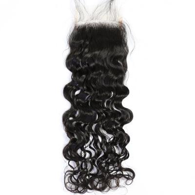 China Raw Unprocessed Black 100% Natural Wave Closure Hair Water Wave Lace Closure For Wholesale for sale