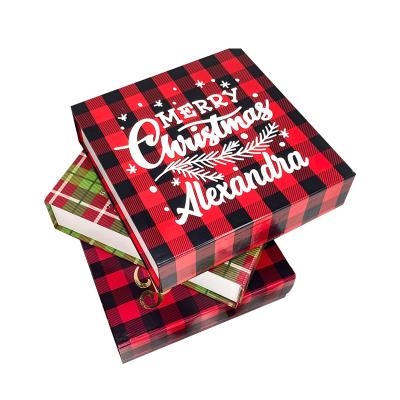 China Wholesale Recyclable Folding Black Ribbon Christmas Handle Storage Packaging Gift Luxury Custom Paper Box for sale