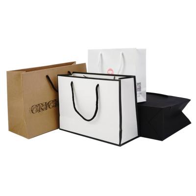 China White Gold Recyclable Custom Your Own Logo Embossed Printed Luxury Shopping Gift Paper Bag With Ribbons for sale