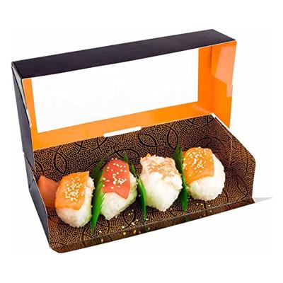 China Togo Food Grade Eco Friendly Biodegradable Takeaway Sushi Container Packaging Paper Box With Clear Plastic Lid for sale