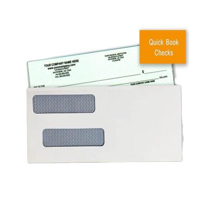 China Blue Tinted Double Envelope Window Security Self-Seal Envelope For Privacy, QuickBooks, Business, Laser & Computer Printed for sale