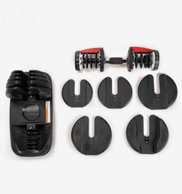 China Black Adjustable Dumbbell Factory Price Weight Dumbbell Set 24kg Chrome Fitness Equipment for sale