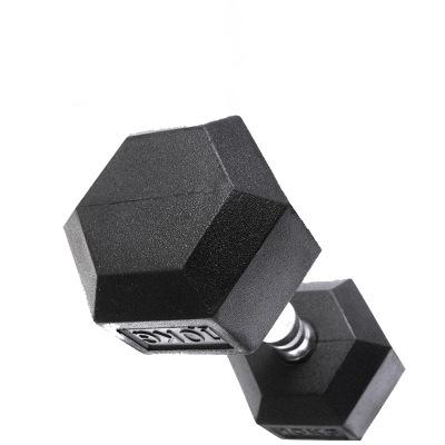 China Customized Black Rubber Coated Dumbbells Universal Gym Core Facilities Weight Bearing Weight Lifting Fitness Hexagon Dumbbells for sale