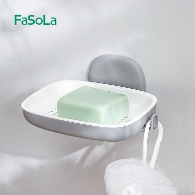 China KOREAN Bathroom Shelf Household Ware FaSoLa Soap Box Drain Soap Dish Soap Dish ABS Punch-free Wall Mounted Box for sale