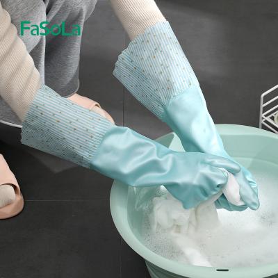 China FaSoLa Kitchen Dishwashing Cleaning Gloves Women's Durable Household Clothes Dish Washing Waterproof Household Gloves for sale