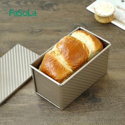 China Hot Sale Kitchen Baking Fasola Amazone Rectangle Bread Toast Corrugated Cake Non-Stick Golden Viable Box Mold Baking Tool With Pattern for sale