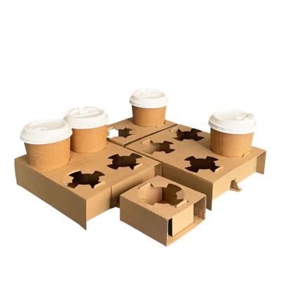 China Custom Disposable Paper Coffee Disposable Corrugated Cardboard Printing Logo Take Away Hot Drinks Cup Holder for sale