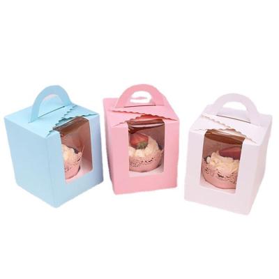 China Qianheng Cartoon Rabbit Handle Biodegradable Simple Cake Packaging Cupcake Boxes With Window for sale