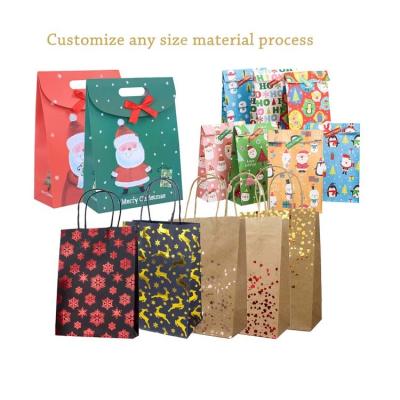 China Qianheng Reusable Reusable Christmas Paper Bag Kraft Paper Bags, Reusable Papel Bolsas Shopping Paper Bags Logo Printed for sale