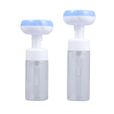 China Wholesale 180ml 200ml Cosmetic Blue Transparent Foam Press Flower Plastic Bottle for sale