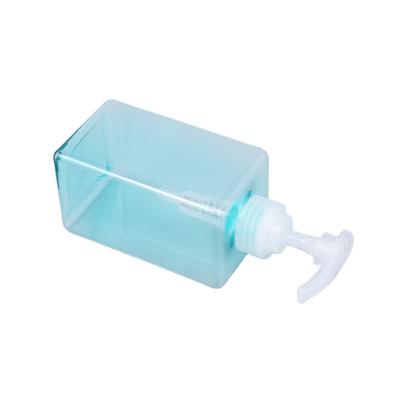 China New Style 400ml Cosmetic Blue Square Press Lotion Plastic Bottle for sale