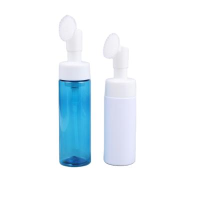 China Hot Sale 200ml 220ml Cosmetic Facial Cleaner Bottle With Silicone Brush Plastic Bottle for sale