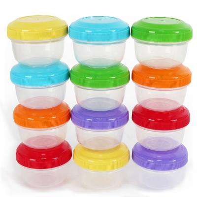 China BPA AMZ BS Free Leakproof Baby Food Container Plastic Jars 12 PCS Set 4 Oz With Lids, Lock In Freshness, Nutrients for sale