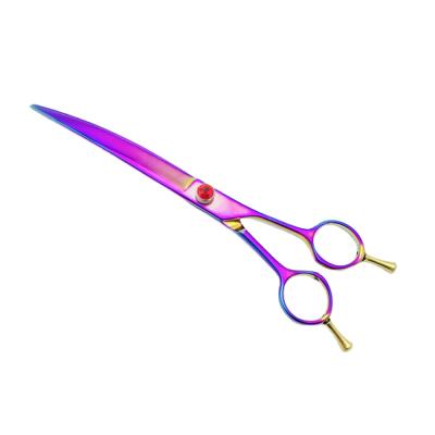 China Viable Pink Curved Pet Grooming Scissors for sale