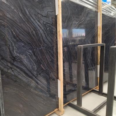 China Puzzle Modern Natural Black Forest Wooden Marble Marmor Slabs Polished Luxury Black Zebra Marble Tile for sale