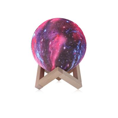 China For commercial & Home Use Moon Lamp Children Night Light Lamp 16 Colors LED 3D Star Moon Light with Stand Wooden Outdoor USB Touch Control Charging for sale