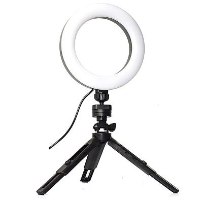 China PORTABLE LED Ring Light 6 Inch with 2 Tripod Stand for Makeup Video and Camera Mini LED Light LED Desk Lamp for sale