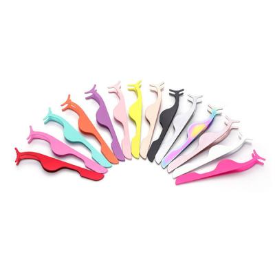 China Stainless Steel False Eyelash Applicator Eyelash Extension Tweezers Eyelash Curler Aid Tweezers for sale