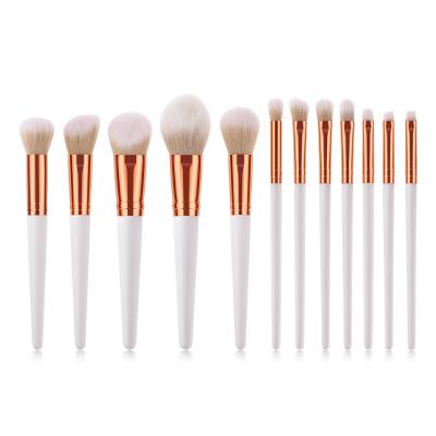 China Makeup Brush Set 12 Pcs Handle Gold Tube White Makeup Brush Set Synthetic Hair Makeup Brush Set Eye Makeup Brush Set for sale