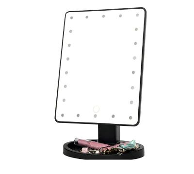 China Makeup Mirror Lighted 22 LED Lighted Mirror With Touch Sensor Dimming Dual Adjustable 360 ​​Rotation Power Supply Cosmetic Mirror for sale