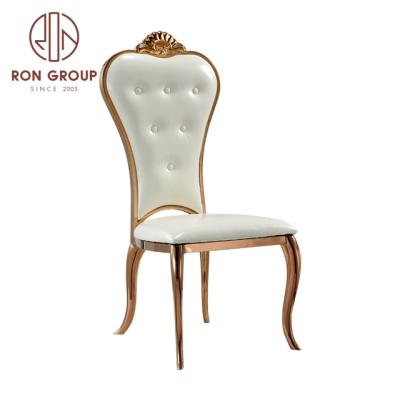 China Good Design Contemporary Stainless Steel Metal Back Wedding Dining Chair for sale