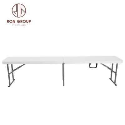 China Contemporary Wholesale Cheap Wedding White Plastic Camping Table Rectangle Folding Table Outdoor HDPE Metal Picnic Furniture Metal Events for sale