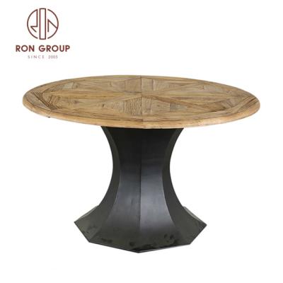 China Other Old Color New Modern Natural Wood Elm Round Solid Wood Dining Table for sale