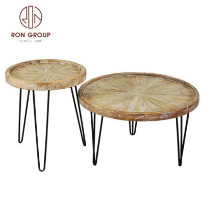 China Factory Supply Contemporary Custom Modern Old Round Elm Wood Round Coffee Table for sale