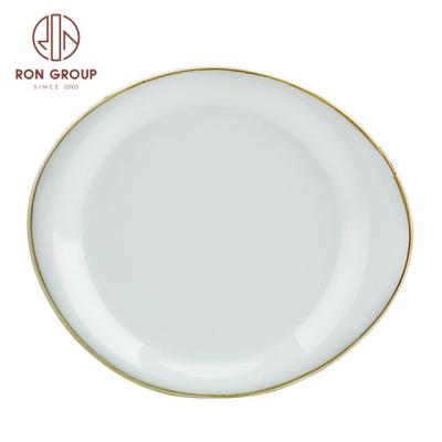 China Custom Viable Ceramic Irregular Random Design Fashion Porcelain White Dinner Dish for sale