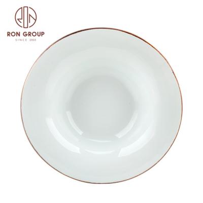 China Viable factory direct low price around random exquisite design restaurant ceramic soup dish for sale