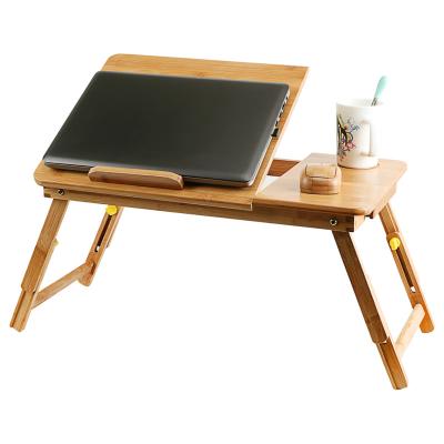 China Adjustable (Height)/Folding Bambu Folding Laptop Desk Drawer Bamboo Wooden Table Top Laptop Tilt Adjustable Shelf Stands Breakfast Bed Tray for sale