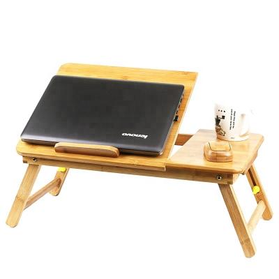 China Adjustable Tilt (Height)/Foldable Laptop Tray Breakfast Table Height Adjustable Bed Tray Bamboo Desk Drawer Laptop Stand with 4 Angles Tilting Top for sale