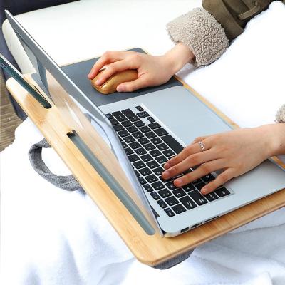 China Portable Wooden Bamboo Outdoor Laptop Lap Pad Tray Notebook Tablet Holder Lap Desks Laptop Knee Table breathability eco-friendly/portable/strong with cushion mouse pad for sale