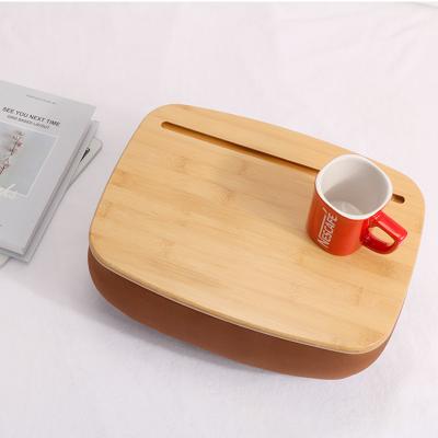 China Anti Dust Mite/Non-Toxic/Breathable Bamboo Laptop Tray Desk Pillow Stand Lap Desk Portable Laptop Platform Table with Phone Holder Pillow Cushion on Bed and the couch for sale