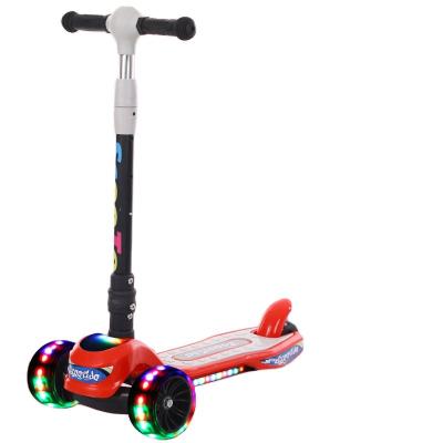 China 2021 Child Adjustable LED Light 3 Wheel Foldable Kids Kick Scooter With Music for sale