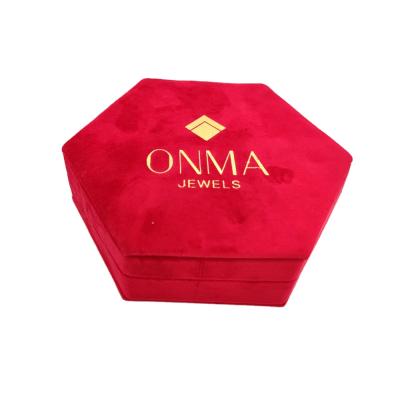 China Custom Morden Velvet Red Elegant Jewelry Box For Custom's Logo for sale